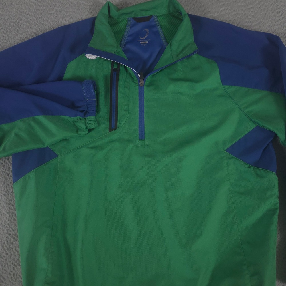 Zero Restriction Pullover Mens M Green Blue Tour Series Polyester Windbreaker